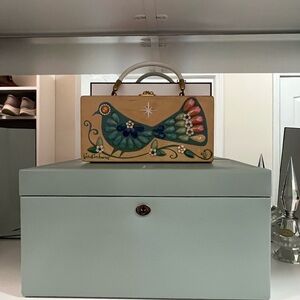 Vintage Authentic Enid Collins Wooden Handbag Titled “Bird in Hand”